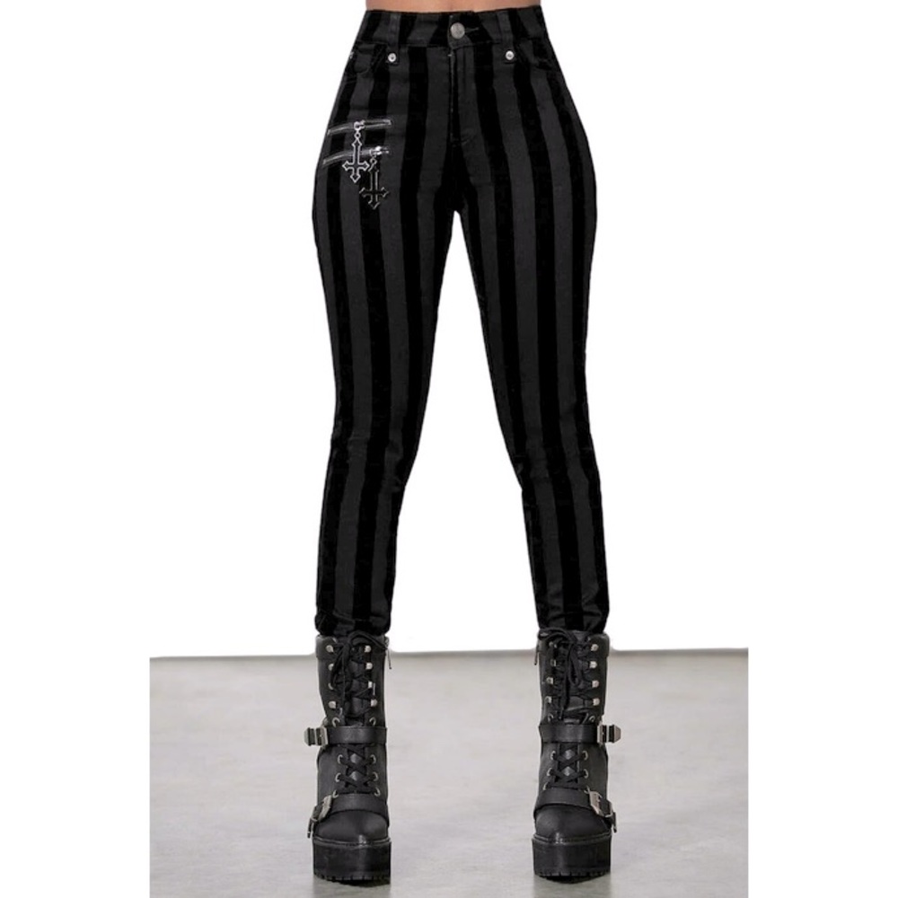 Killstar gothic jeans velvet striped